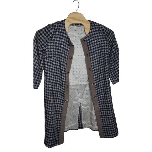 Ivo Nikkolo Blue Houndstooth EU 38 (US Medium) Jacket Coat w/ Jeweled Closure Sn - Picture 4 of 9